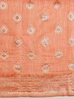 Thumbnail for Peach Linen Woven Thread Floral Saree with Unstitched Blouse - Hiral Fashion - Distacart