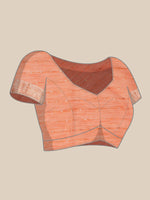 Thumbnail for Peach Linen Woven Thread Floral Saree with Unstitched Blouse - Hiral Fashion - Distacart