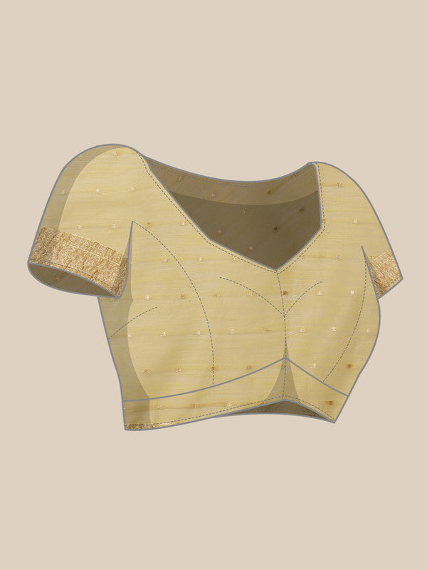 Yellow Linen Woven Thread Floral Saree with Unstitched Blouse - Hiral Fashion - Distacart