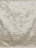 Thumbnail for Blue Linen Woven Thread Geomatric Saree with Unstitched Blouse - Hiral Fashion - Distacart