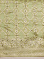 Thumbnail for Green Linen Woven Thread Geomatric Saree with Unstitched Blouse - Hiral Fashion - Distacart