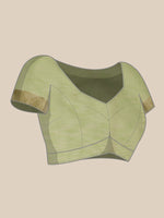 Thumbnail for Green Linen Woven Thread Geomatric Saree with Unstitched Blouse - Hiral Fashion - Distacart