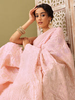 Thumbnail for Light Pink Linen Woven Thread Geomatric Saree with Unstitched Blouse - Hiral Fashion - Distacart