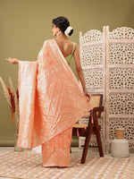 Thumbnail for Peach Linen Woven Thread Geomatric Saree with Unstitched Blouse - Hiral Fashion - Distacart