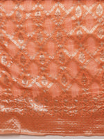 Thumbnail for Peach Linen Woven Thread Geomatric Saree with Unstitched Blouse - Hiral Fashion - Distacart