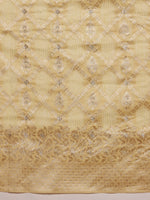 Thumbnail for Yellow Linen Woven Thread Geomatric Saree with Unstitched Blouse - Hiral Fashion - Distacart