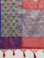 Thumbnail for Red Art Silk Woven Zari Design Floral Saree with Unstitched Blouse - Hiral Fashion - Distacart