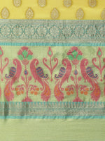 Thumbnail for Yellow Art Silk Woven Zari Design Ethnic Motifs Saree with Unstitched Blouse - Hiral Fashion - Distacart