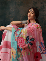 Thumbnail for Multicolor Polyester Digital Print Floral Saree with Unstitched Blouse - Hiral Fashion - Distacart