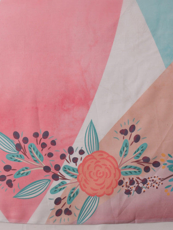 Multicolor Polyester Digital Print Floral Saree with Unstitched Blouse - Hiral Fashion - Distacart