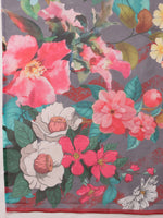 Thumbnail for Gray Polyester Digital Print Floral Saree with Unstitched Blouse - Hiral Fashion - Distacart