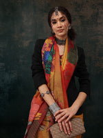 Thumbnail for Mustard Polyester Digital Print Floral Saree with Unstitched Blouse - Hiral Fashion - Distacart