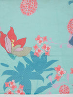 Thumbnail for Turquoise Polyester Digital Print Floral Saree with Unstitched Blouse - Hiral Fashion - Distacart