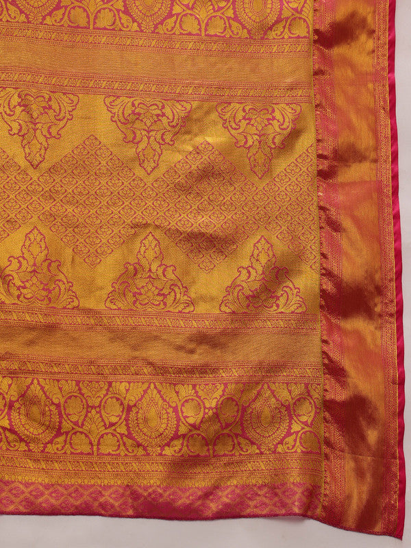 Multicolor Pure Silk Woven Zari Design Floral Saree with Unstitched Blouse - Hiral Fashion - Distacart