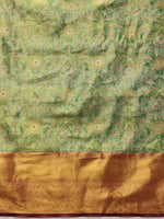 Thumbnail for Green Pure Silk Woven Zari Design Floral Saree with Unstitched Blouse - Hiral Fashion - Distacart