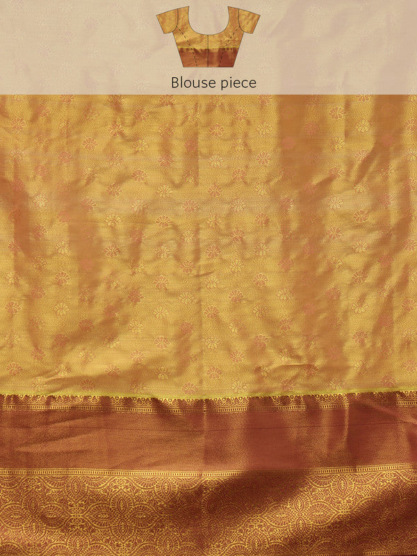 Green Pure Silk Woven Zari Design Floral Saree with Unstitched Blouse - Hiral Fashion - Distacart