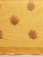 Thumbnail for Mustard Cotton Woven Thread Floral Saree with Unstitched Blouse - Hiral Fashion - Distacart