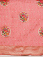 Thumbnail for Pink Cotton Woven Thread Floral Saree with Unstitched Blouse - Hiral Fashion - Distacart