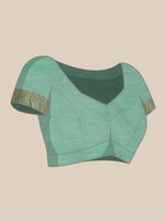 Thumbnail for Turquoise Cotton Woven Thread Floral Saree with Unstitched Blouse - Hiral Fashion - Distacart
