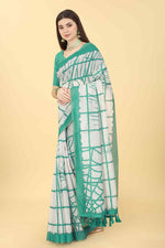 Thumbnail for Green Cotton Blend Dyed Tie and Dye Saree with Unstitched Blouse - Hiral Fashion - Distacart