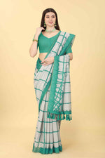 Thumbnail for Green Cotton Blend Dyed Tie and Dye Saree with Unstitched Blouse - Hiral Fashion - Distacart