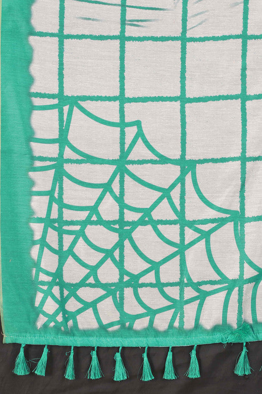 Green Cotton Blend Dyed Tie and Dye Saree with Unstitched Blouse - Hiral Fashion - Distacart