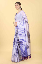 Thumbnail for Purple Cotton Blend Dyed Tie and Dye Saree with Unstitched Blouse - Hiral Fashion - Distacart