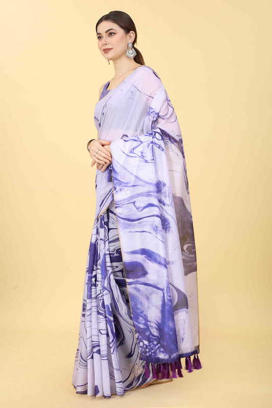Purple Cotton Blend Dyed Tie and Dye Saree with Unstitched Blouse - Hiral Fashion - Distacart