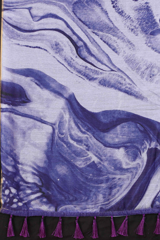 Purple Cotton Blend Dyed Tie and Dye Saree with Unstitched Blouse - Hiral Fashion - Distacart