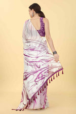 Thumbnail for Burgundy Cotton Blend Dyed Tie and Dye Saree with Unstitched Blouse - Hiral Fashion - Distacart