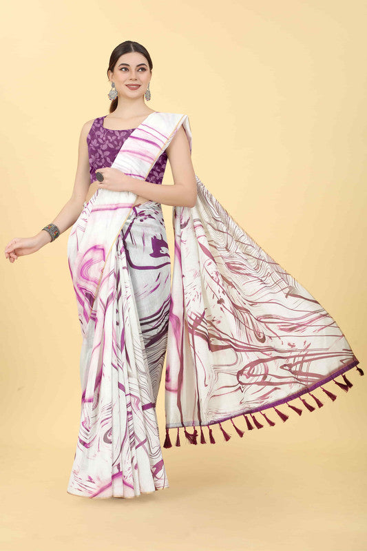 Burgundy Cotton Blend Dyed Tie and Dye Saree with Unstitched Blouse - Hiral Fashion - Distacart