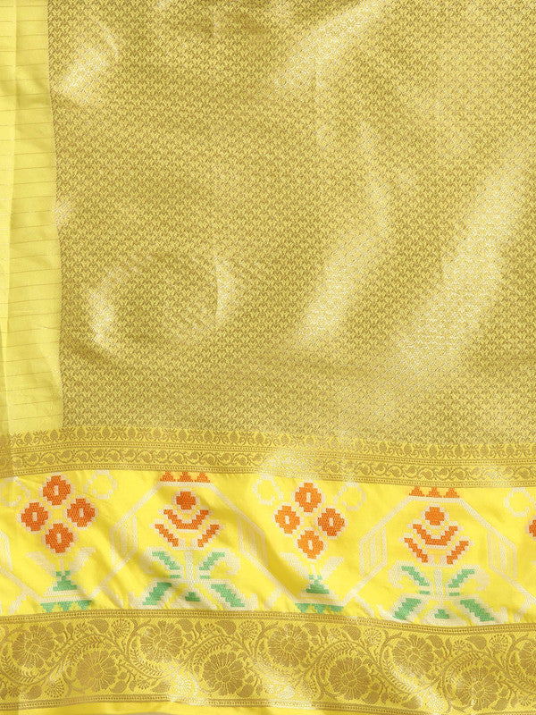 Gray Banarasi Silk Woven Zari Design Checked Saree with Unstitched Blouse - Hiral Fashion - Distacart