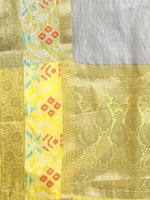Thumbnail for Gray Banarasi Silk Woven Zari Design Checked Saree with Unstitched Blouse - Hiral Fashion - Distacart