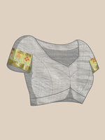 Thumbnail for Gray Banarasi Silk Woven Zari Design Checked Saree with Unstitched Blouse - Hiral Fashion - Distacart