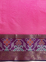 Thumbnail for Pink Banarasi Silk Woven Zari Design Checked Saree with Unstitched Blouse - Hiral Fashion - Distacart