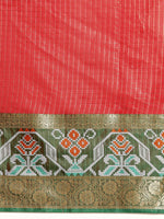 Thumbnail for Red Banarasi Silk Woven Zari Design Checked Saree with Unstitched Blouse - Hiral Fashion - Distacart