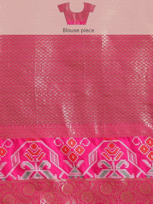 Yellow Banarasi Silk Woven Zari Design Checked Saree with Unstitched Blouse - Hiral Fashion - Distacart