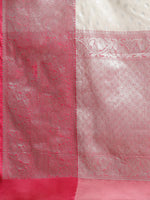 Thumbnail for White Silk Blend Woven Zari Design Polka Dots Saree with Unstitched Blouse - Hiral Fashion - Distacart