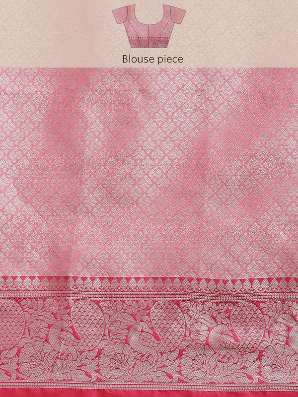 White Silk Blend Woven Zari Design Polka Dots Saree with Unstitched Blouse - Hiral Fashion - Distacart