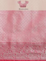 Thumbnail for White Silk Blend Woven Zari Design Polka Dots Saree with Unstitched Blouse - Hiral Fashion - Distacart