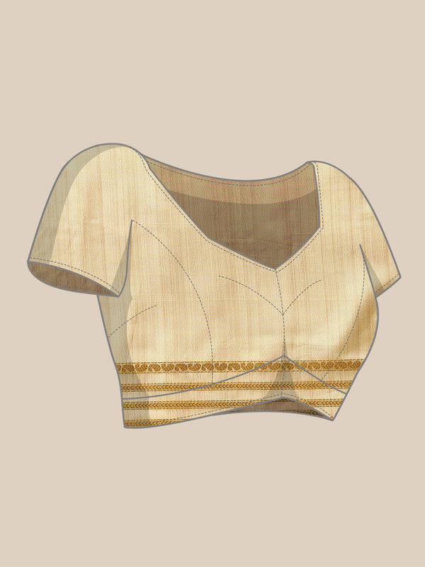 Beige Art Silk Printed Embellished Saree with Unstitched Blouse - Hiral Fashion - Distacart