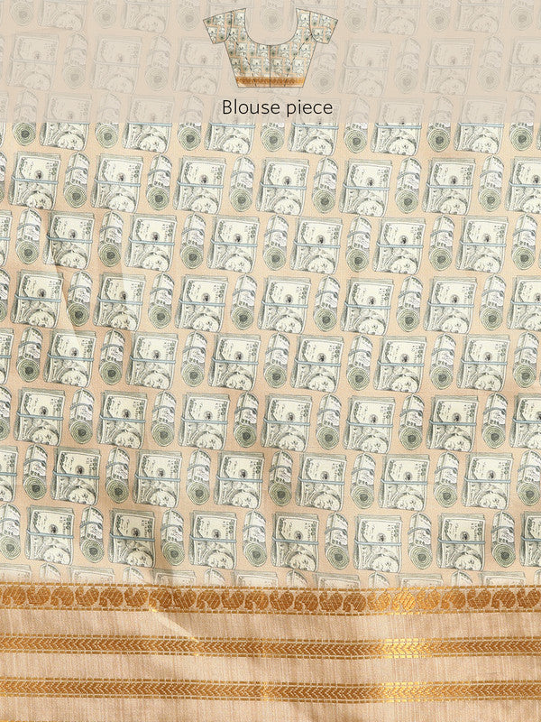 Green Art Silk Printed Embellished Saree with Unstitched Blouse - Hiral Fashion - Distacart