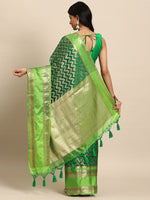 Thumbnail for Green Silk Blend Woven Zari Design Abstract Saree with Unstitched Blouse - Hiral Fashion - Distacart