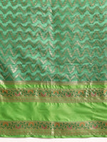 Thumbnail for Green Silk Blend Woven Zari Design Abstract Saree with Unstitched Blouse - Hiral Fashion - Distacart
