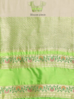 Thumbnail for Green Silk Blend Woven Zari Design Abstract Saree with Unstitched Blouse - Hiral Fashion - Distacart