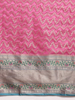 Thumbnail for Pink Silk Blend Woven Zari Design Abstract Saree with Unstitched Blouse - Hiral Fashion - Distacart