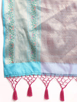 Thumbnail for Pink Silk Blend Woven Zari Design Abstract Saree with Unstitched Blouse - Hiral Fashion - Distacart