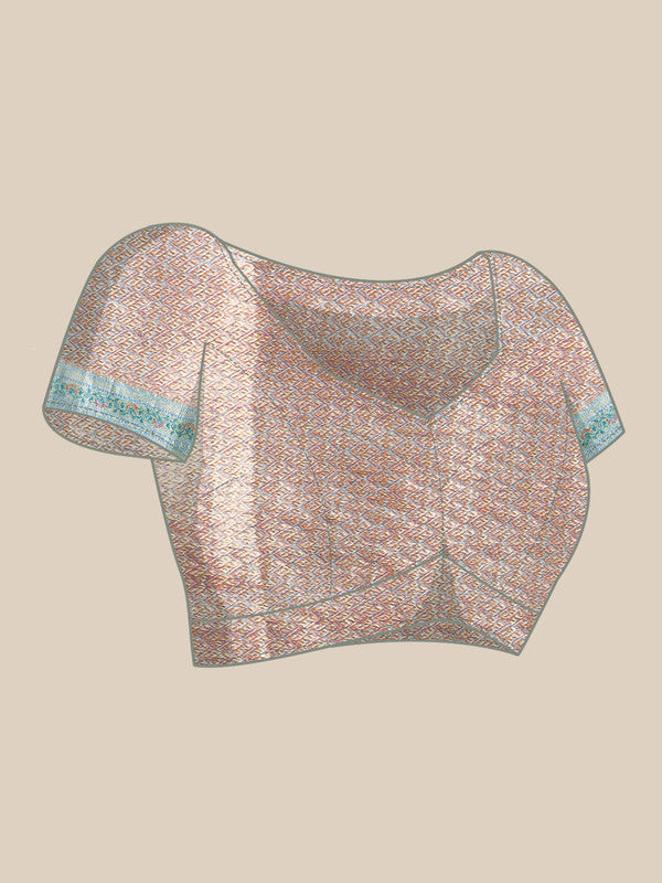 Pink Silk Blend Woven Zari Design Abstract Saree with Unstitched Blouse - Hiral Fashion - Distacart