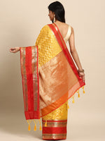Thumbnail for Yellow Silk Blend Woven Zari Design Abstract Saree with Unstitched Blouse - Hiral Fashion - Distacart