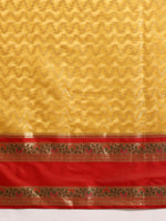 Thumbnail for Yellow Silk Blend Woven Zari Design Abstract Saree with Unstitched Blouse - Hiral Fashion - Distacart